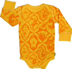 yellow andorange fairy tale long sleeved bodysuit by plastisock