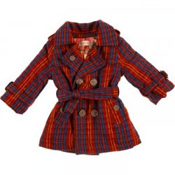 QUINCY WAGNER Red check wool coat 