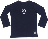 love heart long sleeved t-shirt by Three Bags Full in merino