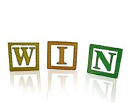 win spelt out on blocks