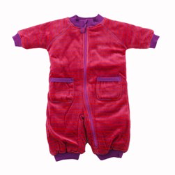 Ej Sikke Lej Purple and Red Striped Velour Padded Baby All in One