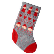 Kids and Hearts Stocking Grey/Red