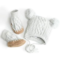 Egg by Susan Lazar Blue Cable Hat & Booties