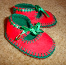 Red And Green Pixie Bootees