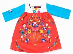 LOLA & JAMES Embroidered A-line 3/4 Sleeve Shift Dress