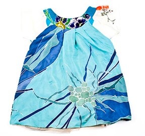 LOLA & JAMES Vintage Silk Scarf Cap Sleeve Dress