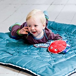 Eco Friendly Quilted Play Blanket In Blue