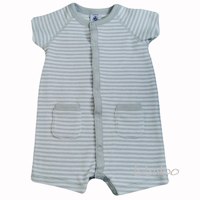 Grey striped towelling romper suit by petit bateau