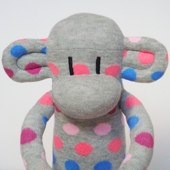 Grey Spotty Sock Monkey