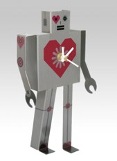 WhippetGrey grey Robot clock