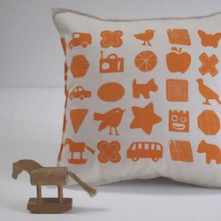 Shapes and Things Small Cushion by helen rawlingson
