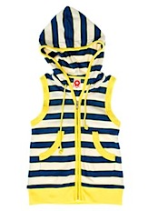 katvig - blue & cream stripe hooded vest top