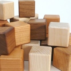 Tri-wood BLOCKS 27 piece Walnut, Cherry and Maple toy set