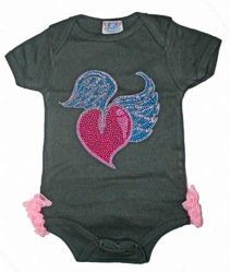 Baby Glam Long Sleeve Heart Wings Couture Onesie