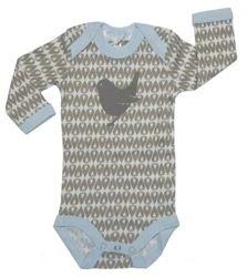 Beige / Blue Bird Long Sleeve Body by Green Cotton