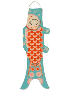 madame mo flying carp kite in blue