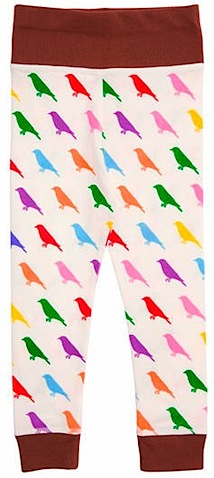 Brights and Stripes Multi Bird leggings (brown trim)