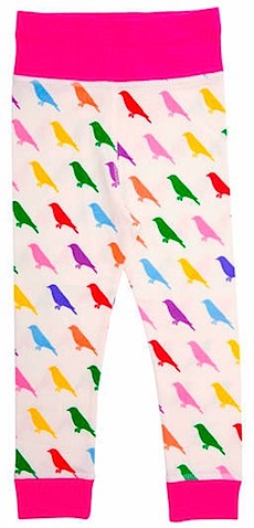 Brights and Stripes Multi Bird leggings (pink trim)