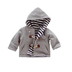 grey jersey duffle with striped lining by boden baby