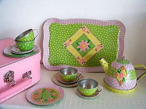 childrens tin tea set BY CUPCAKES 
