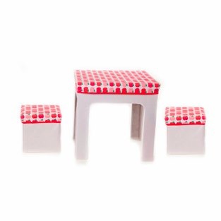 red apple table and 2 chairs