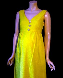 sunshine yellow vintage maternity 1960s maxi dress by Junior Maternities at Lord and Taylor
