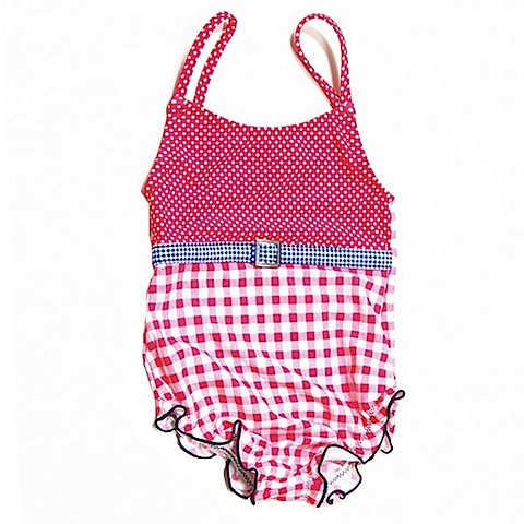 checked swimming costume for toddler girl by claesen's