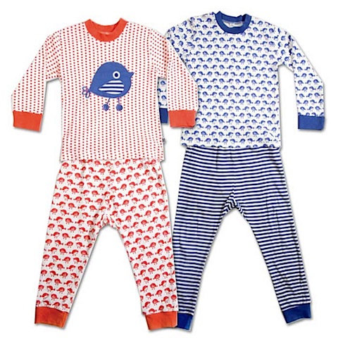 green kids LONG JOHN PYJAMAS Red or Blue