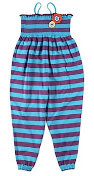 green kids striped jumpsuit