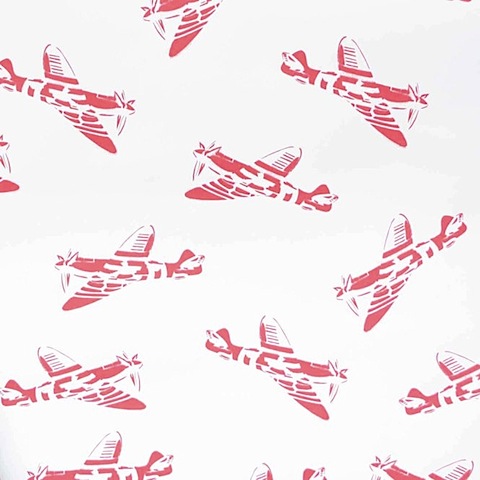 'Spitfires' children's wallpaper white & red by Paperboy