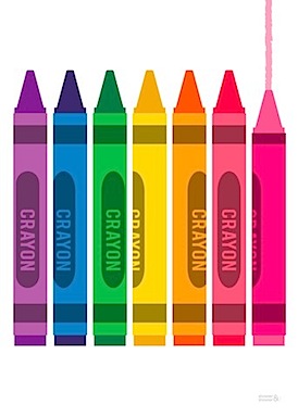 multi coloured crayons print