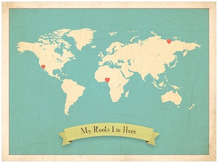 World Roots Map 18x24 Customized Print Beige by ChildrenInspire