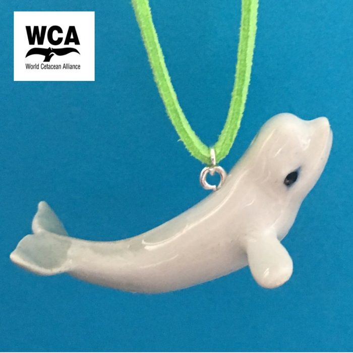 Ceramic Beluga whale pendant necklace