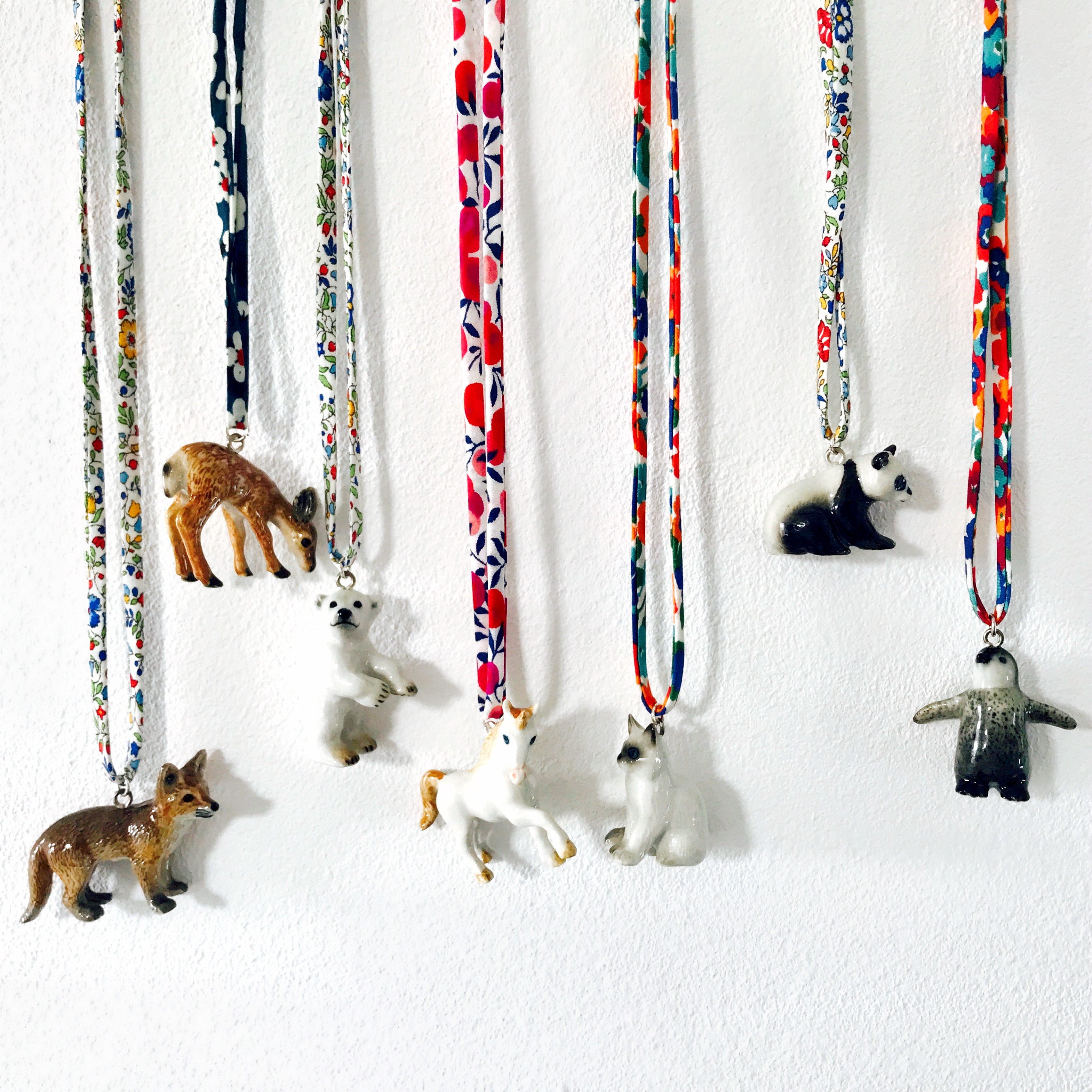 Ceramic Animal Necklace with Liberty Cord And She Tumbles
