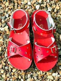 red sun-san sweetheart sandals
